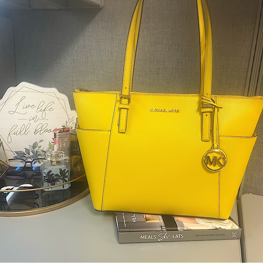 Michael Kors jets set tote in sunflower , only used twice.